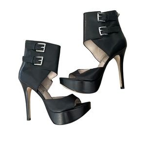 Micheal Kors Leather Buckled Platform Pumps